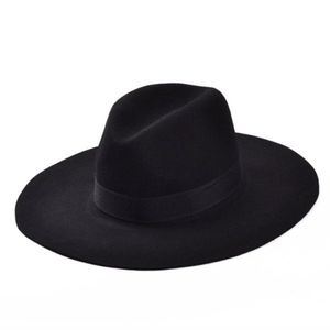 Cappello Fedora in feltro di lana a tesa larga per ragazze vintage vintage di tutta moda nero Cappello da cowboy floppy cloche per uomo e donna Shippin289h