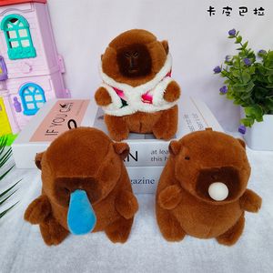 Hot selling creative flower cotton jacket, Capibala plush toy keychain, cute snot, Capibala doll bag pendant