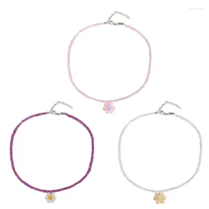 Ожерелья с подвесками, разноцветное ожерелье из бисера, цветочное колье, акриловый материал для женщин, ювелирные изделия, подарок