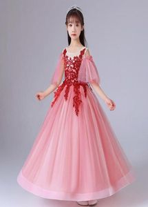 Pink Tutu Dress Wedding Girls Ceremonies Dress Children039s Kläder Flower Elegant Princess Formal Party Gown for Teen Girls1857954