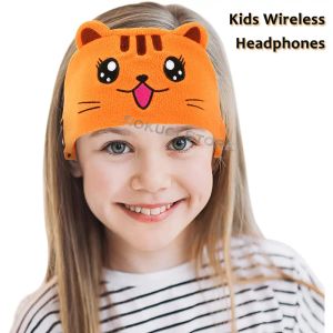 Kulaklık/Kulaklık Çocukları Hayvan Head Bandı Yumuşak Polar Kablosuz Bluetooth Kulaklıklar Mikro Sesli Hif Stereo Bas Müzik Uyku Göz Maskesi