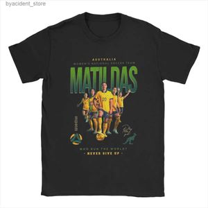 القمصان للرجال Mens Matildas Australia Womens Soccer T Shirts Kerr 100 ٪ Cotton Clothing غير الرسمي القصير الأكمام Tees 6xl T-Shirt L240304
