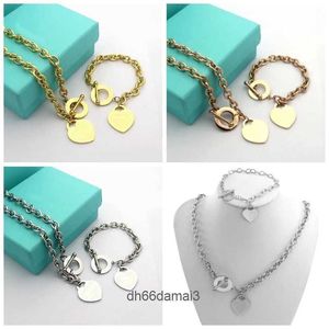 Hot Sell Birthday Christmas Gift 925 Silver Love Necklace+Armband Set Wedding Statement smycken Hjärta hänge halsband Bangle Sets 2 i 1 4EHD