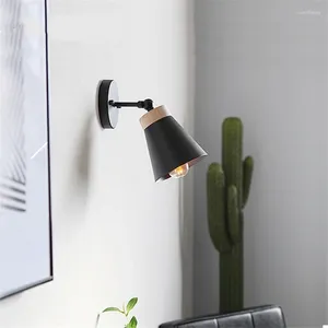 Wall Lamps Nordic Iron Modern Minimalist Bedroom Bedside Aisle Balcony Corridor Ceiling Sconce Lights Wood Deco LED Fixture