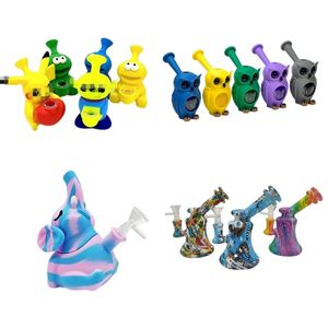 Hookahs de silicone camuflagem cor copo design plataformas de tubulação de água com tigela de vidro de 14mm possui tubo de bongs inquebrável