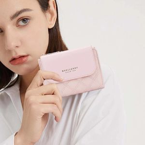 Wallets Fashion Women's PU Leather Female Trifold Short Zipper Coin Pouch Card Holder Purse Ladies Po Cute Pink Wallet Girl