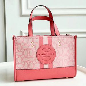 Холщовая сумка-тоут Dempsey Field Дизайнерская сумка с ремешком Женская мужская пляжная летняя розовая сумка-клатч через плечо Классическая верхняя ручка для путешествий Роскошный магазин сумок Сумки на плечо