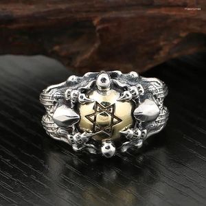 Cluster Rings National Standard S925 Sterling Silver Magic Claw Six-pointed Star Punk Men's Exaggerated Ring