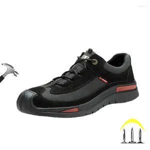 Boots High Quality Real Leather Safety Shoes Men For Work Black Mesh Breathable Sneaker Steel Toe Cap Non Slip Male Adult
