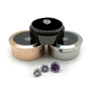 Round Loose Diamond Display Box High Quality Metal gemstone Cases Diamond Storage Organizer Gift Box Silver Black Gold9577891