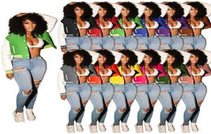 Розничные женские куртки Дизайнерские сексуальные осенние и зимние пуговицы Бейсбольная куртка Цветная строчка Двухслойная нить Coat7432899