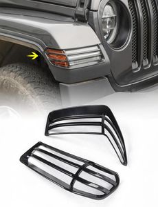 ABS Black Wheel Eyebrow Lampshade Protection Headlight Trim Cover för Jeep Wrangler Sahara JL 2018 Biltillbehör7804059