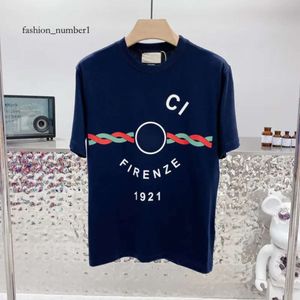 Avancerad version Italien Fashion GG Men's T-shirt Topps Summer Female GG Letter Printing Luxury Brands Shirt Men and Women Highs Quality Qucci Casual Cotton Tees 9785 963