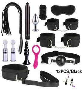 Brinquedos sexuais para mulheres jogos adultos mão chicote boca mordaça corda metal butt plug bdsm bondage conjunto grânulo anal plug vibrador y1907133960816