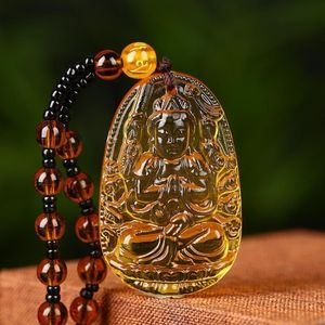 Pendanthalsband Citrine Guardian Buddha -halsband med pärlkedja för män kvinnor smycken gåva d88pendant309s