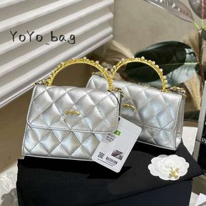 Silver Portable Women Evening Mini Shoulder Bag Leather Quilted Gold Hardware Vintage Coin Purse Luxury Handbag Crossbody Designer Fanny Pack resväska