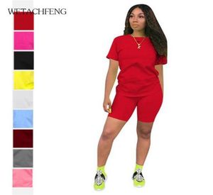 Drop Red Lounge Wear 2 Piece Set Summer Women Outfits Plus Size Tracksuit Fitness Biker Shorts Sportwear Clothing Two Dress3243720