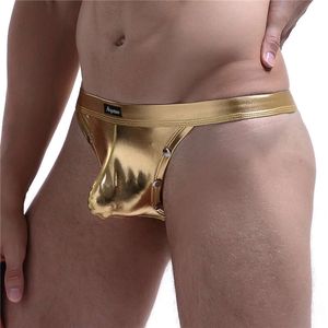 Mäns faux underkläder, sexig patentlädernit thong, personligt mode, trendiga t-shirts 513070