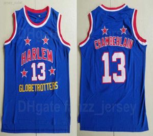 Moive Harlem Globetrotters Wilt Chamberlain Jerseys 13メンズバスケットボールチームカラーブルーオールステッチスポーツ通気性大学P4436168