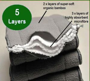 Fedex Charcoal Bamboo 20pcs 5 Layers32 Bamboo Charcoal LINERINSERTSBOOSTERS for Cloth Reusable NAPPYDIAPER s8073225