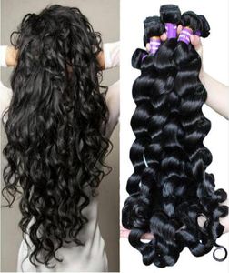 未加工のブラジル人のレミーバージンヘアルーズウェーブヘアヘアエクステンションナチュラルカラー100gbundleダブルウェフト3バンル3314804