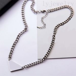 Black necklaces designers men chain hip hop letters cool titanium steel triangle pendants punk black simple tiktok classical mens jewellery love necklace ZB011 F4