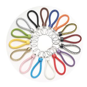 Fashion Braided Leather Rope Handmade Keychain Leather Key Chain Ring Holder for Car Keyrings Men Women Keychains309Y