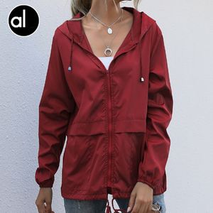 AL-68 Yoga Women's Zipper Hoodie Lightweight Outdoor Sprint Suit Hiking Raincoat Jacket Coat