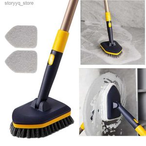 Cleaning Brushes Tub Tile Scrubber Brush 2 in 1 Cleaning Brush 58.2 Adjustable Telescopic Pole Stiff Bristles Scouring Pads Cleaning ToolsL240304