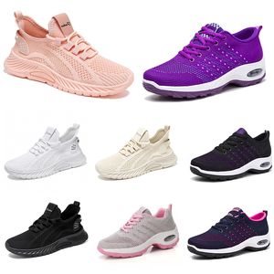 Novos homens mulheres sapatos caminhadas correndo sapatos planos sola macia moda roxo branco preto confortável esportes bloqueio de cor q86 gai tendências