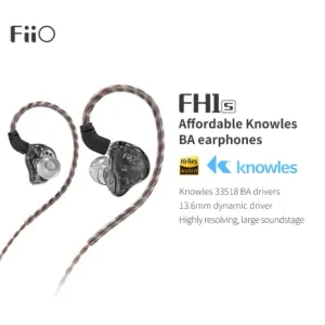 ヘッドフォンfiio fh1s knowles unit hifi in ear subwoofe分離可能ケーブルコイル鉄ハイブリッドドライバーイヤホン3.5mmプラグ0.78mm 2pin