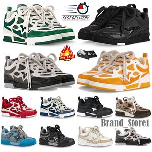 Designer Skate Series Sneakers luxury Men Women Casual Shoes Calfskin Platform Trainers Leather Abloh Black White Green Red Blue Lace-up Overlays Sneaker Size 35-45