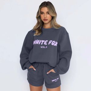 Designer Donna Felpe con cappuccio Lettera Stampa 2 pezzi Abiti FOX Collo ad anello lungo NERO BIANCO Felpa con maniche e pantaloni Set Tuta Pullover Tuta sportiva con cappuccio fd