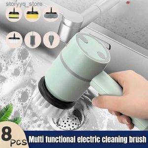 Cleaning Brushes 1200MA Multi Functional Electric Cleaning Brush Household Handheld Kitchen Bathroom Cleaning Tool Wireless Portable ScrubberL240304
