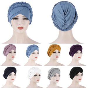 Beanie Skull Caps 1pc Muslim Dress Turban Hat Western Style Baotou Cap Elegant Beautiful Solid Color Hats Hårtillbehör för WOM2113