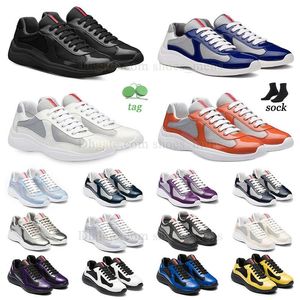 Designer Americas Cup Sneakers Runner Flat Trainers Luxo Sapatos Casuais Patente Couro Preto Malha Azul Lace-Up Outdoor e Nylon Dhgates Sports Sneakers Loaferss