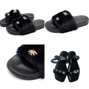 Pantofola di design Nero Bianco Sandalo con tacco estivo da donna Pantofola di moda di qualità Pantofola stampata Pantofola piatta Infradito con plateau Spiaggia Classico sandalo piatto