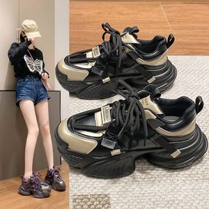 New Fashion Casual Shoes Bread Thick Sole With Inner Height Increase Training Fashion Couple Dad Shoes Lace-Up Celebrity Style Versatile Women Men Size 35-43 AA042