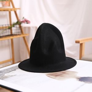 Fedora Hat For Women Men 100% Australian Wool Felt Wide Brim Vintage Jazz Fedora Hat Couple Cap Winter Chapeau Femme C0123290M