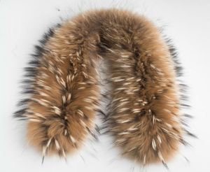 Luxury Real Raccoon päls halsduk kvinnor 100 naturlig tvättbjörn päls krage vinter varm krage halsdukar 7013 cm zdc1630015910138