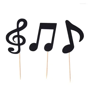 Festive Supplies 30 Pcs Music Notes Themed Cupcake Topper Paper Cake Inserts Card Wedding Decoration