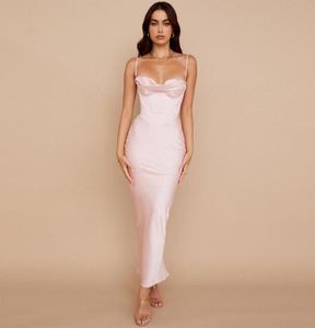 Casual Dresses Double Layer Satin Bodycon Kleid Frauen Party 2022 White House of CB Celebrity Evening Club2928846