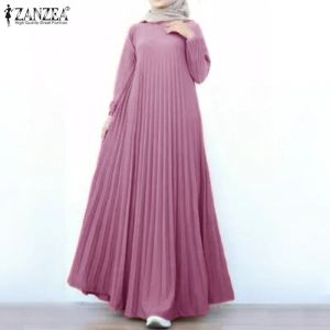 Klänningar höstklänning elegant prom klänning maxi klänning zanzea kvinnor muslimska abaya dubai långärmad mode en linje robe femme islam kläder