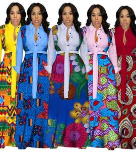 Casual Kleider Sommer Langarm Maxi Kleid Afrikanische Damen Bazin Print Vintage Plus Größe 3XL Bodenlangen Frauen Party4375049
