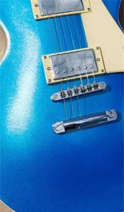Standardowa gitara elektryczna, niebieski srebrny proszek, w magazynie, pakiet pioruna