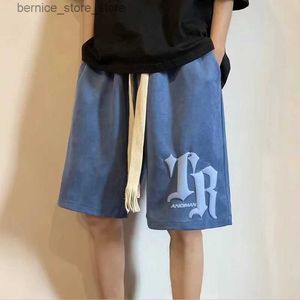 Męskie szorty amerykańskie litera Piana drukowana męskie szorty Summer Hip Hop Fashion Y2K Shorts Męs