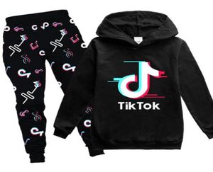 Teen Kids Tik Tok Hoodies Zestawy Bluza dresowa Bluza Suit Bluzy Spodnie Jogging Chłopiec Pullover 314 lata garnitur sportowy INF546411891