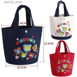 Diaper Bags Diaper Bag Cartoon Zoo Letter Mommy Bags Canvas Walking Water Bucket Mother Kids Backpack HandbagsL240305