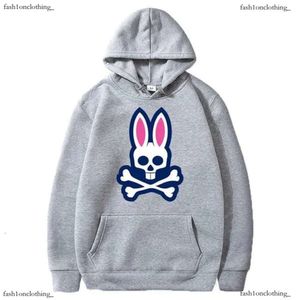 2024心理バニーメンズパーカースウェットシャツPSYCHO SKELETON PHYSCHO BUNNY RABBIT LETSS PRINT SPORT DROWSTRINGパーカートップ