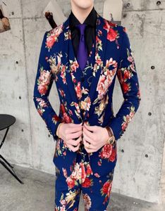 Men039s Suits Blazers Flowers Mens Party Dress Stage Costumes For Singers Floral 3 Piece Designers Vintage Fashion Wedding3444671